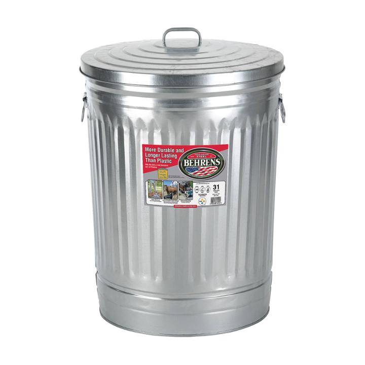 Behrens High Grade Steel 1270 31 Gal Silver Galvanized Steel Trash Can W/lid