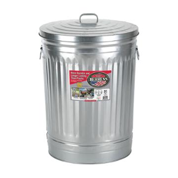 Behrens High Grade Steel 1270 31 Gal Silver Galvanized Steel Trash Can W/lid