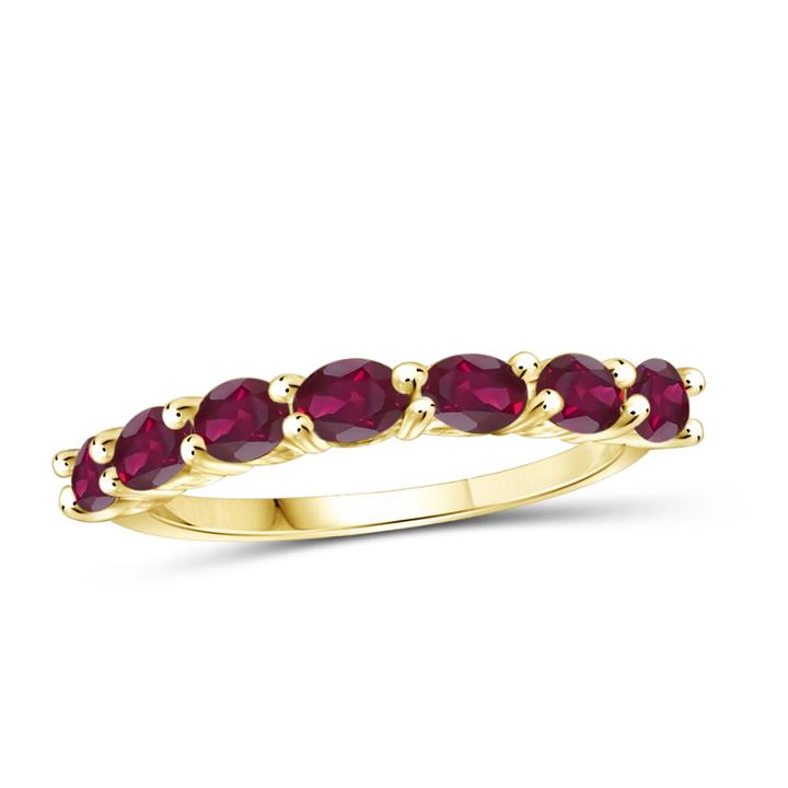 Lab-create Red Ruby Gold Over Silver Delicate Ring