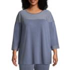 St. John's Bay Active 3/4 Sleeve Texture Mix Top - Plus