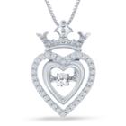 Enchanted Disney Fine Jewelry 1/5 C.t.t.w. Silver Heart Disney Princess Crown Pendant Necklace