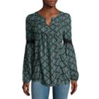 Arizona Long-sleeve Crochet Detail Blouse - Juniors