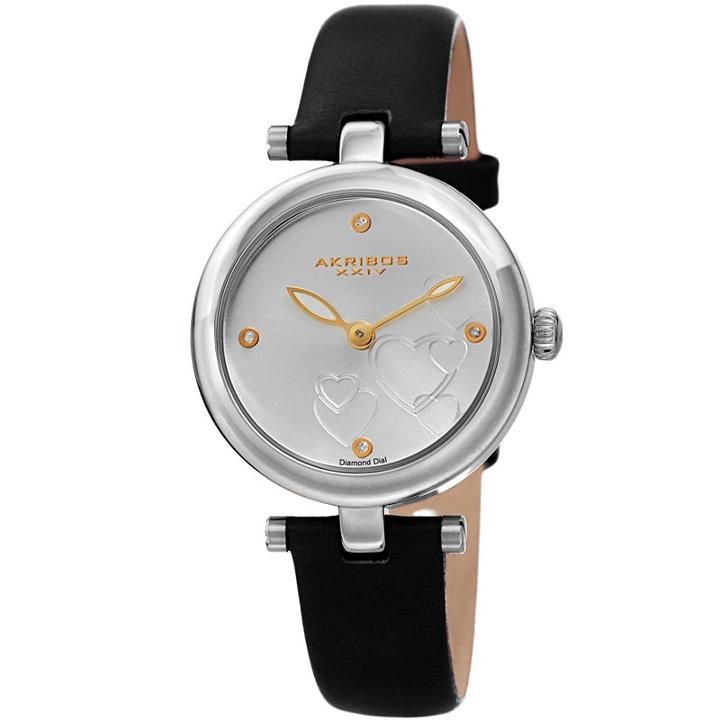 Akribos Xxiv Womens Black Strap Watch-a-1044ssb