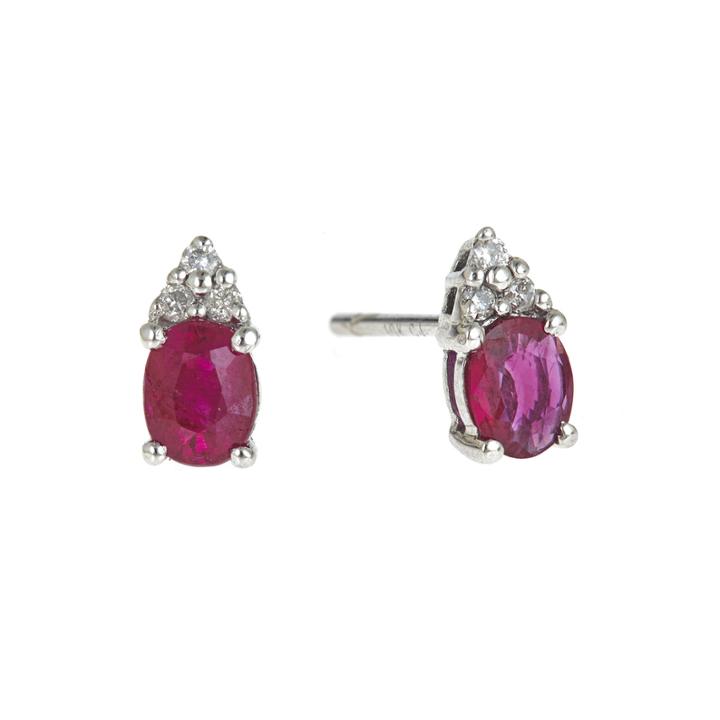 Limited Quantities Lead Glass-filled Ruby And Diamond-accent Earrings