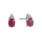 Limited Quantities Lead Glass-filled Ruby And Diamond-accent Earrings