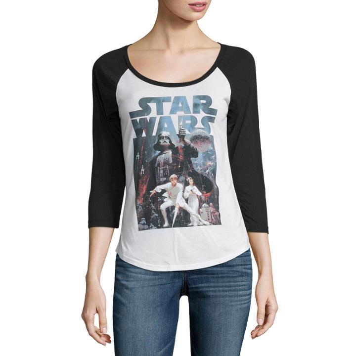 3/4 Sleeve Scoop Neck Star Wars Graphic T-shirt