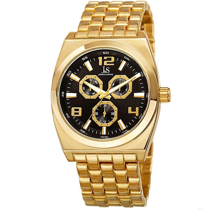 Joshua & Sons Mens Gold Tone Strap Watch-j-93ygb