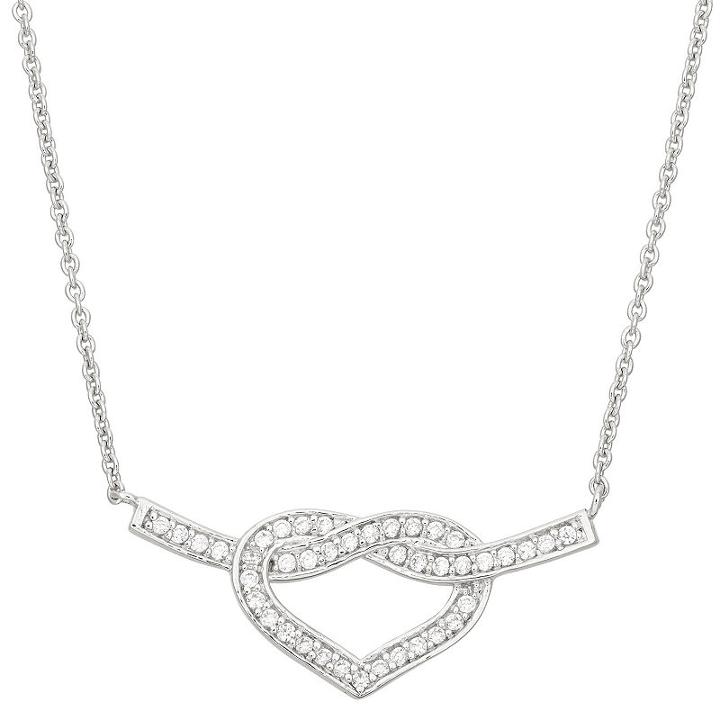 Diamonart Womens 1/2 Ct. T.w. Lab Created White Cubic Zirconia Heart Pendant Necklace