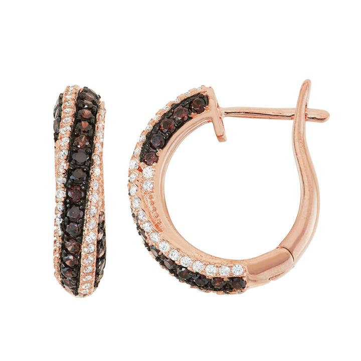 1 1/3 Ct. T.w. Brown Cubic Zirconia 14k Rose Gold Over Silver 18.5mm Round Hoop Earrings