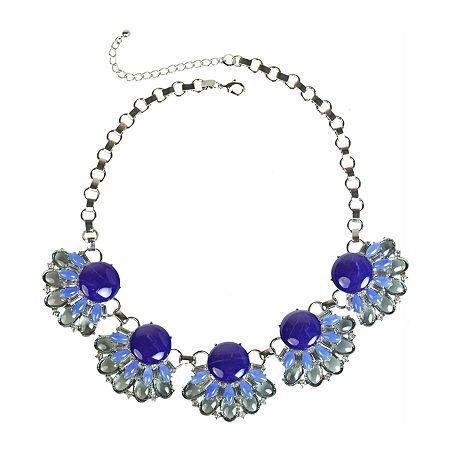 Mixit Blue Flower Statement Necklace