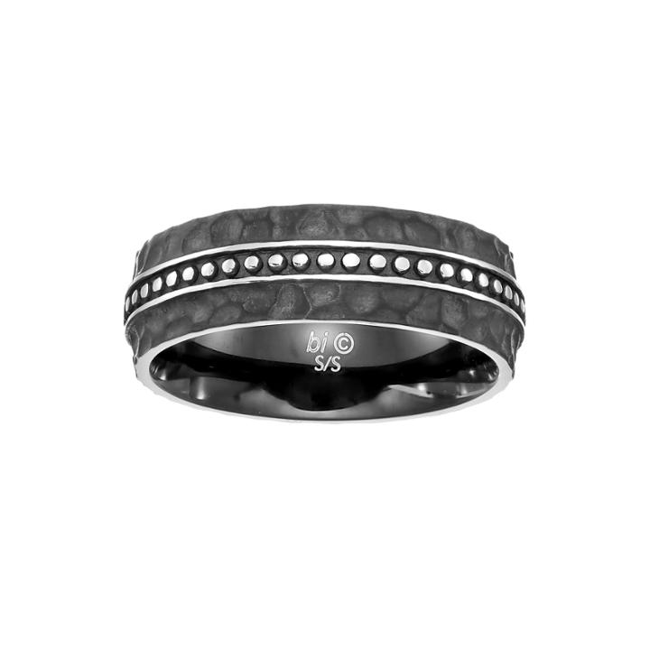 Mens Stainless Steel Ring With Black Ip Plating