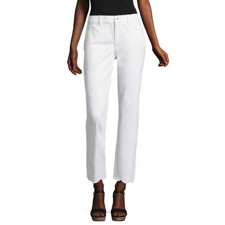 Liz Claiborne Scalloped Edge Boyfriend Fit Ankle Jean