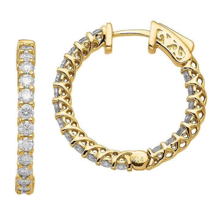 1/8 Ct. T.w. White Moissanite 14k Gold 19mm Round Hoop Earrings