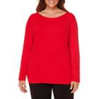 Liz Claiborne Long-sleeve Boatneck Ribbed Sweater - Plus