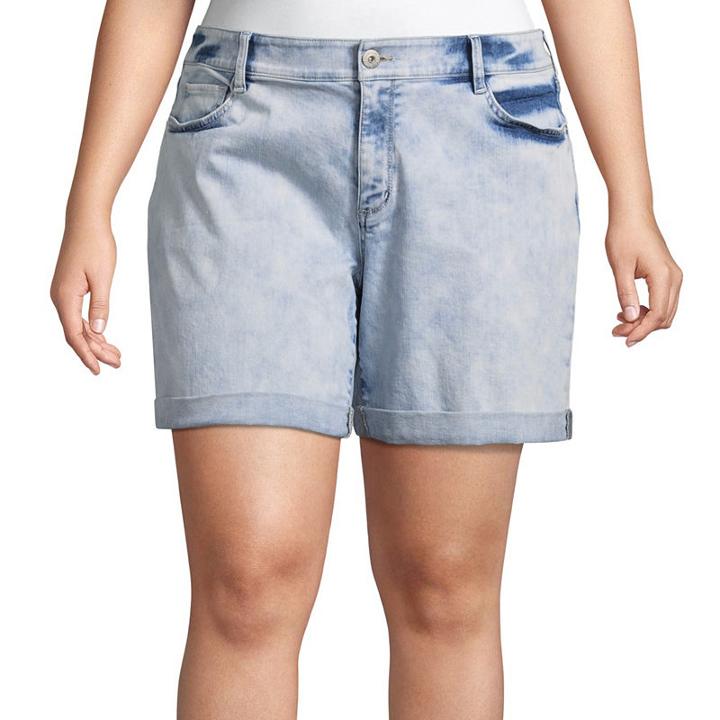 Arizona 9 Boyfriend Fit Denim Bermuda Shorts-juniors Plus