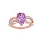 Genuine Amethyst And Diamond-accent 10k Rose Gold Ring