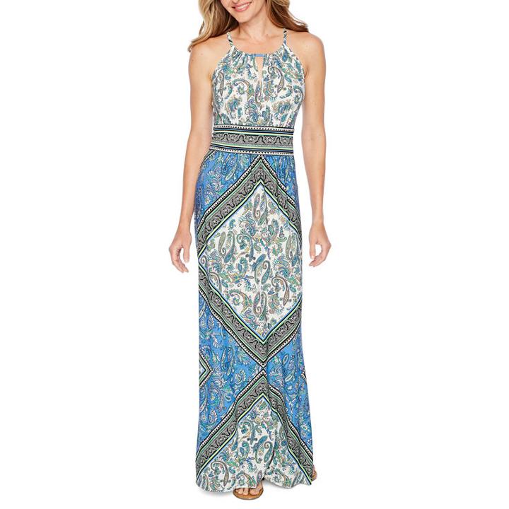 London Style Sleeveless Medallion Maxi Dress