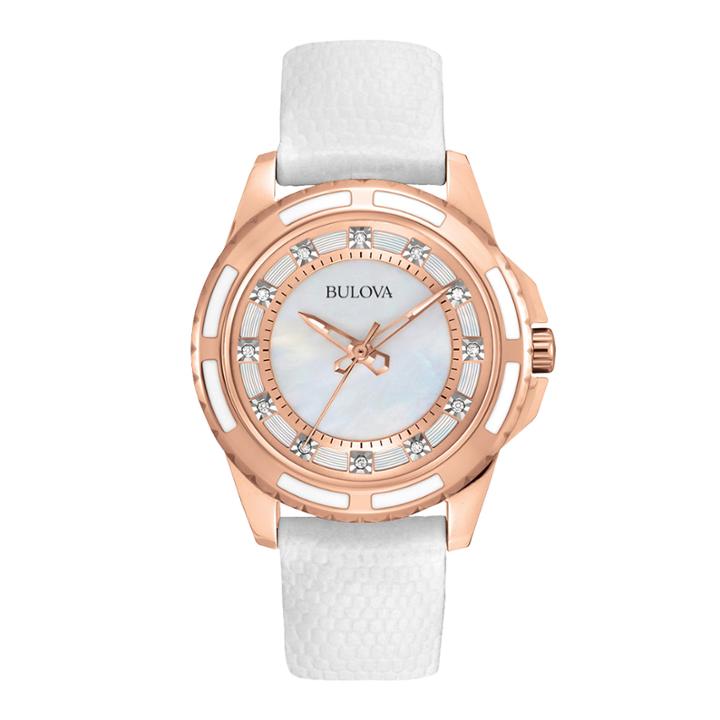 Bulova Womens Gold-tone Mother-of-pearl Watch 98p119