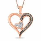 Womens 1/8 Ct. T.w. Genuine White Diamond 10k Gold Heart Pendant Necklace