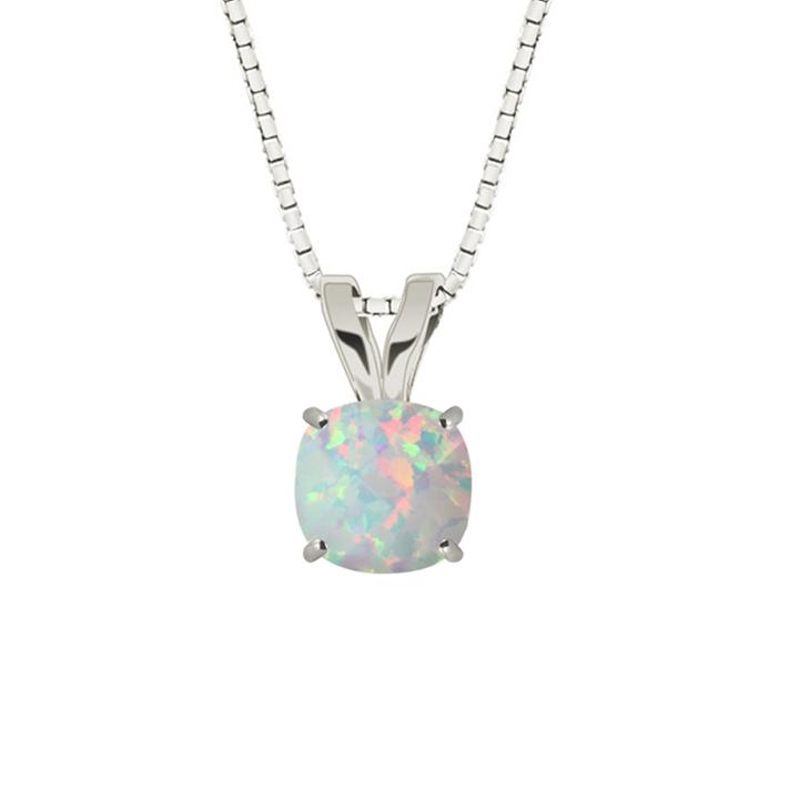 Lab-created Opal 10k White Gold Pendant Necklace