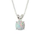 Lab-created Opal 10k White Gold Pendant Necklace