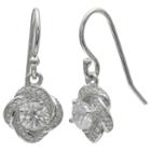 Silver Treasures Cz Loveknot Sterling Silver Drop Earrings