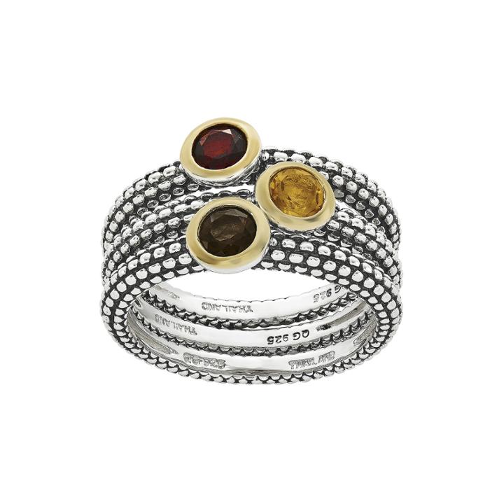 Shey Couture Genuine Multi-gemstone Sterling Silver Stackable Rings