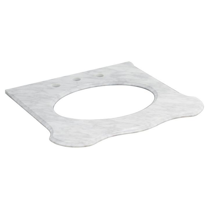 25.25-in. W 22.25-in. D Marble Top In Bianca Carara Color For 3h8-in. Faucet