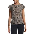 Liz Claiborne Short Sleeve Scoop Neck Paisley Top