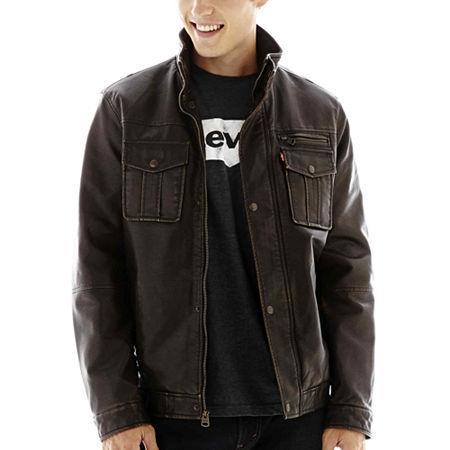 Levi's Sherpa-lined Faux-leather Trucker Jacket