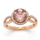 Simulated Morganite & Lab Created White Sapphire 14k Gold Over Silver Ring