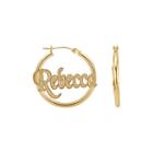 Personalized 14k Gold Over Silver Name Hoop Earrings