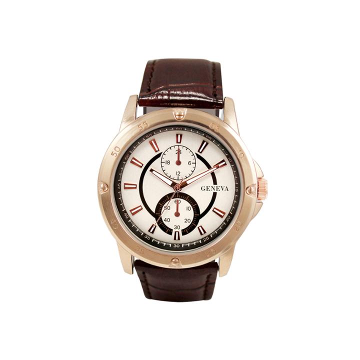 Geneva Mens Brown And Rose-tone Watch