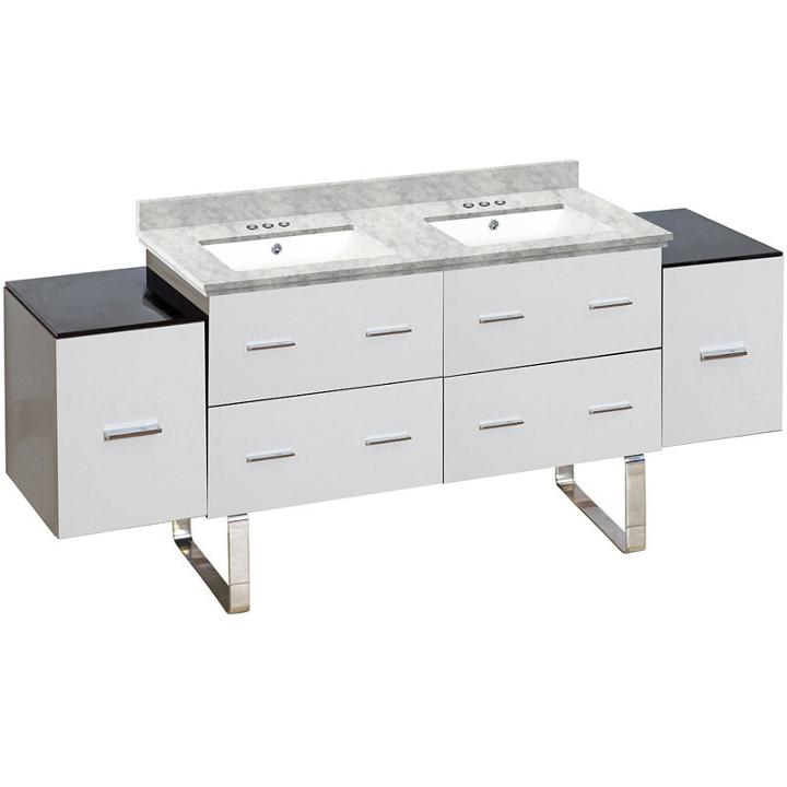 74-in. W Floor Mount White Vanity Set For 3h4-in. Drilling Bianca Carara Top White Um Sink