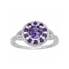 Lab-created White Sapphire And Genuine Amethyst Sterling Silver Ring