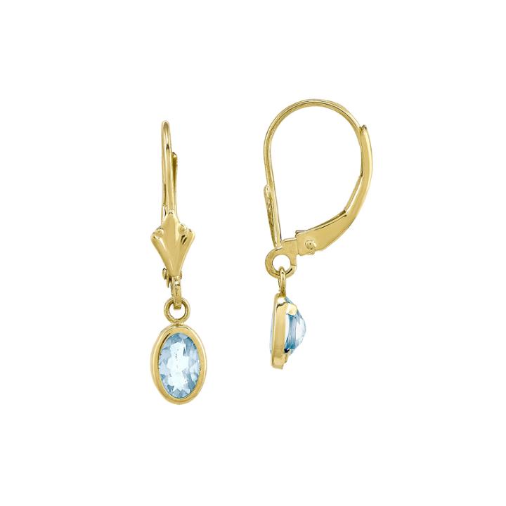 Genuine Aquamarine 14k Yellow Gold Drop Earrings