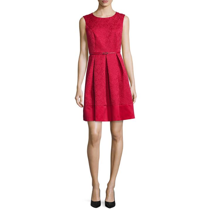 Liz Claiborne Sleeveless Belted Fit-and-flare Dress - Tall