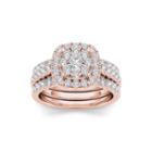 1 1/2 Ct. T.w. Diamond 14k Rose Gold Bridal Ring Set
