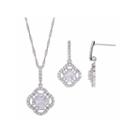 Diamonart Sterling Silver Cubic Zirconia Clover Jewelry Set