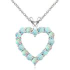 Womens White Opal Round Pendant Necklace