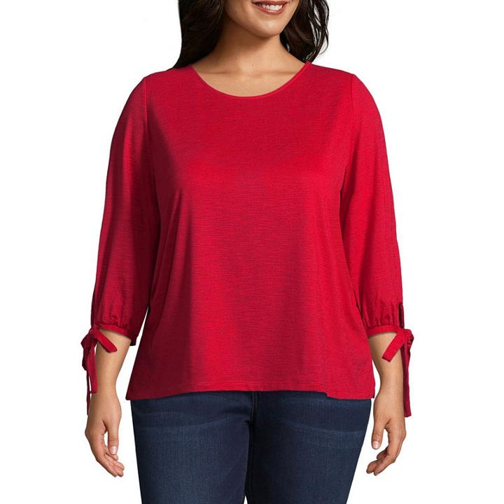 Liz Claiborne Tie Sleeve Tee - Plus