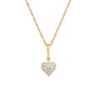 14k Yellow Gold Over Silver Crystal And Cubic Zirconia Love Heart Pendant Necklace