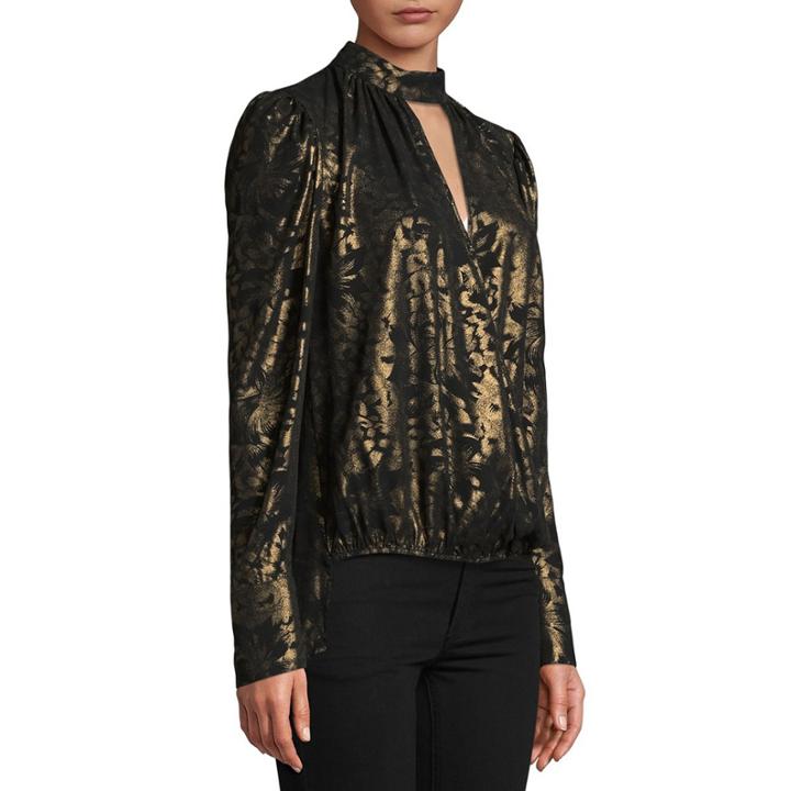 Bisou Bisou Long Sleeve Surplice High Low Top