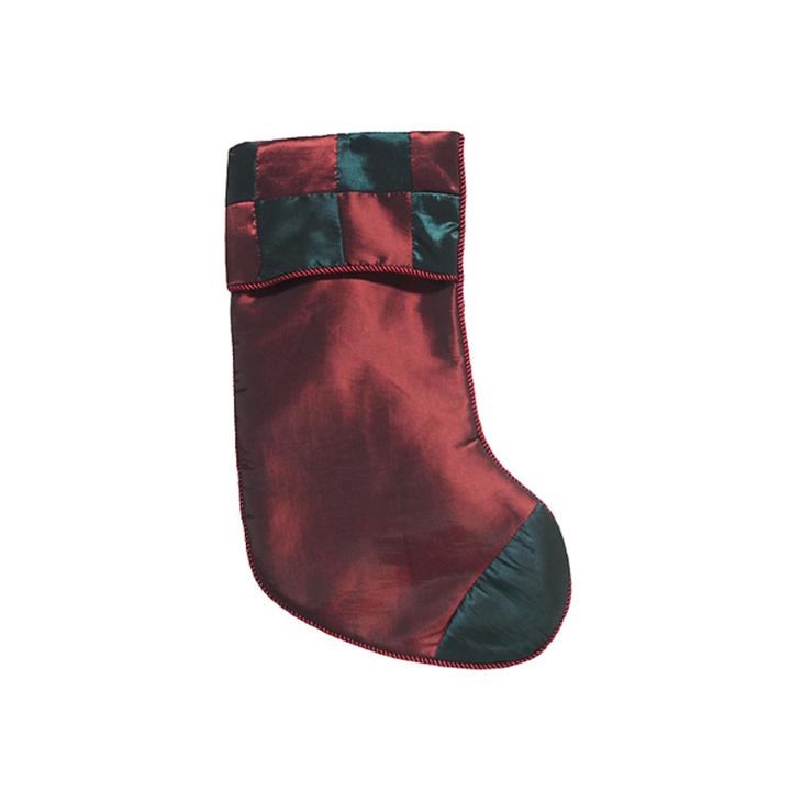 Red & Green Checkered Silk Christmas Stocking 17 #23329200002