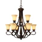 Torbellino 2-tier 9-light Chandelier In Cordoban Bronze With Remolino Glass