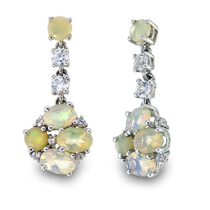 White Opal Drop Earrings