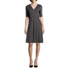 Liz Claiborne Elbow-sleeve Fit-and-flare Dress