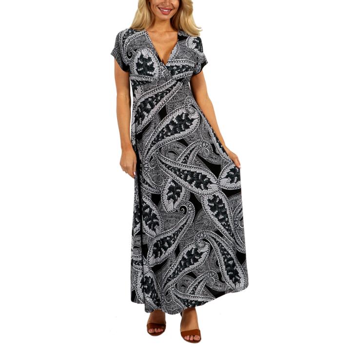 24/7 Comfort Apparel Paisley Passion Maxi Dress