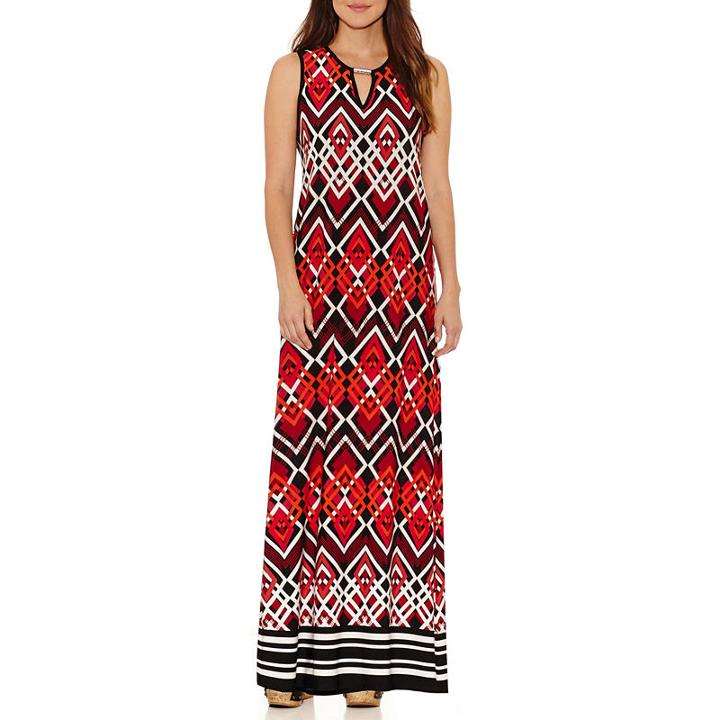 Tiana B Sleeveless Geometric Maxi Dress-petite