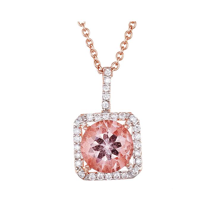 Simulated Morganite 18k Rose Gold Over Sterling Silver Pendant Necklace